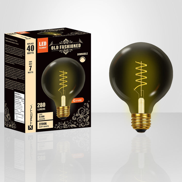 Xtricity - Ampoule DEL Style à l'ancienne, 7W, Type-G, 2200K Blanc Doux - emballage - Simple Boutique