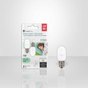 Xtricity - Ensemble de 2 Ampoules DEL pour Veilleuse, 1W, Culot Candélabre, 4100K Blanc Froid - emballage - Simple Boutique
