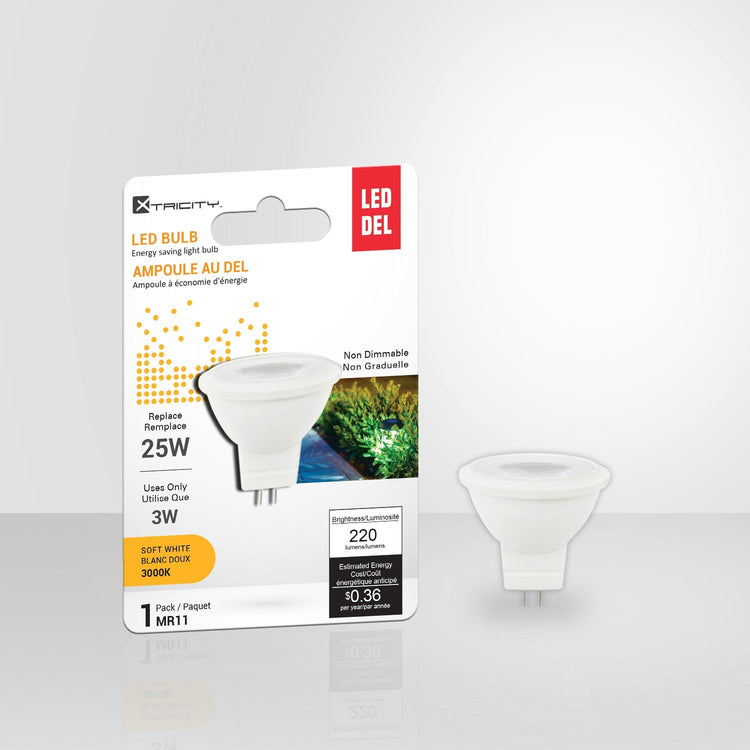 Xtricity - Ampoule DEL à économie d'énergie, 3W, Culot GU4, 3000K Blanc Doux - emballage - Simple Boutique