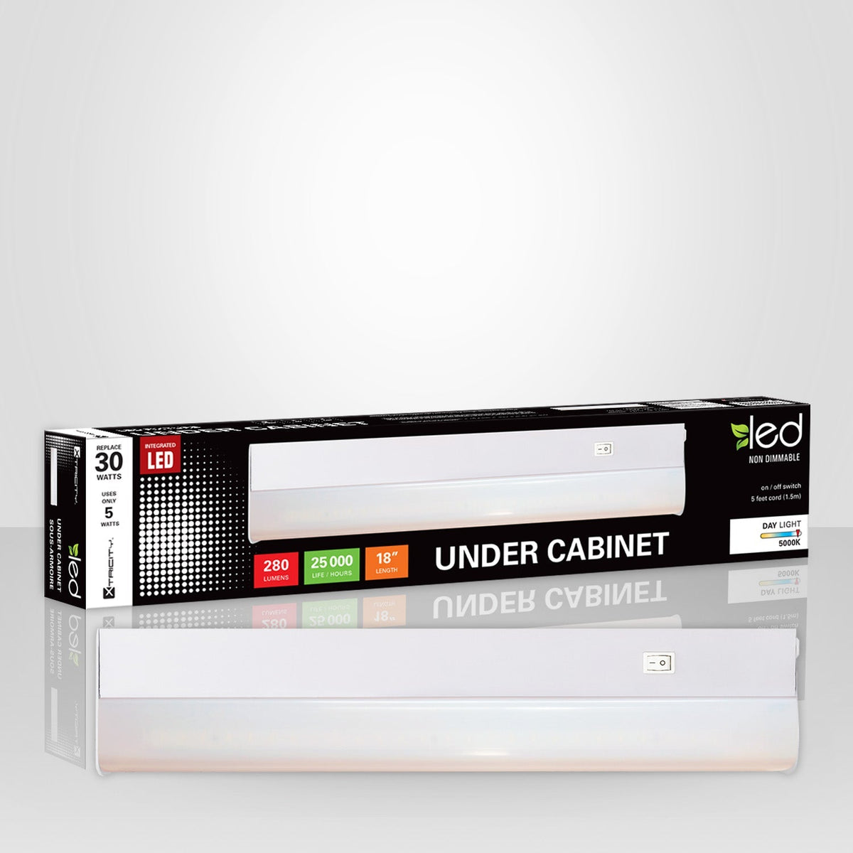 Xtricity Luminaire sous armoire del 18 po 5w/280l/120v lumière du jour 5000k - emballage - Simple Boutique