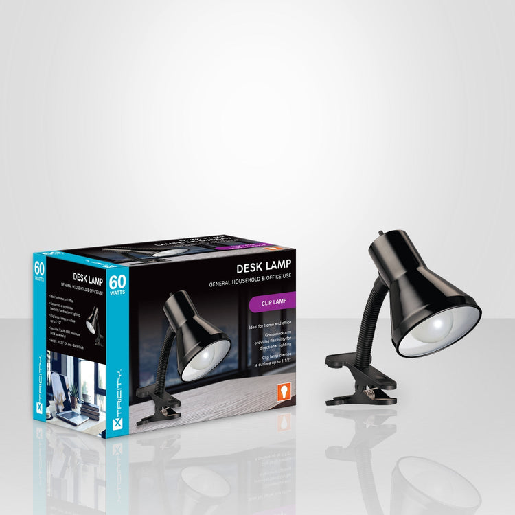 Xtricity Lampe De Table Bras Articulé Pince 60W Noir - emballage - Simple Boutique