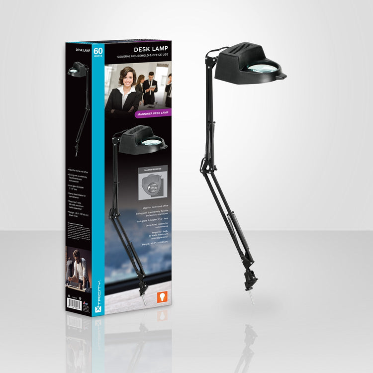 Xtricity Lampe De Table Avec Loupe A Bras Articulé 60W Noir - emballage - Simple Boutique