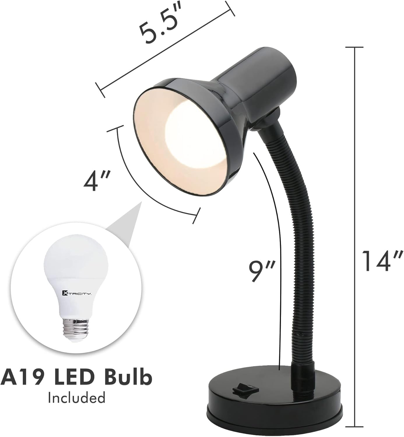 Xtricity Lampe De Table Bras Articulé 60W Noir
