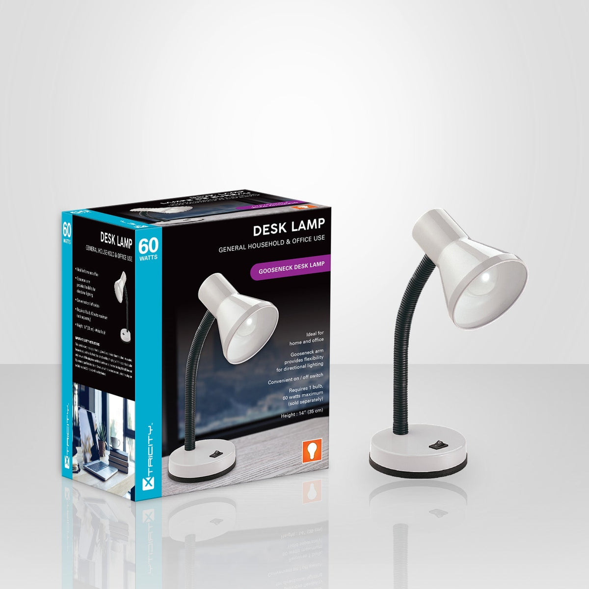 Xtricity Lampe De Table Bras Articulé 60W Blanc - emballage - Simple Boutique