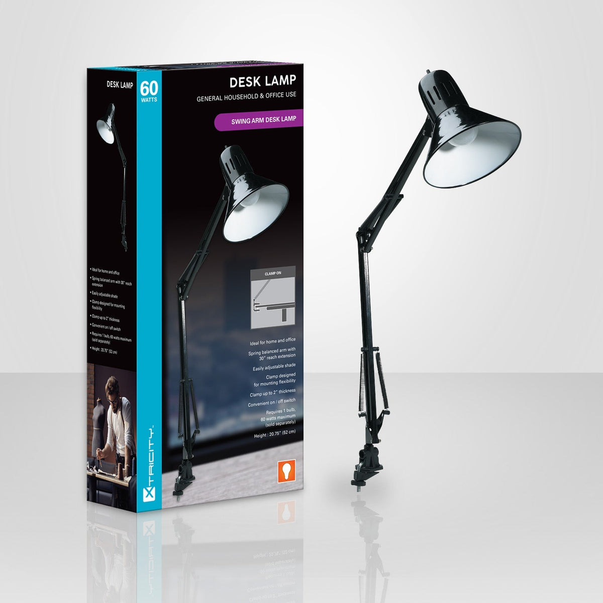 Xtricity Lampe De Table Flexible 60W Noir - emballage - Simple Boutique