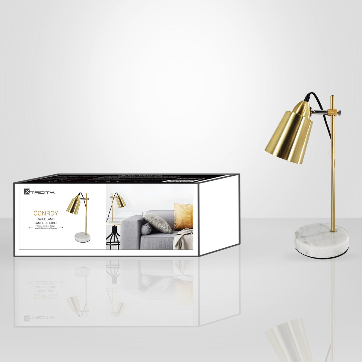 Xtricity - Lampe de Table, Hauteur de 16.1'', De la Collection Conroy, Doré - emballage - Simple Boutique