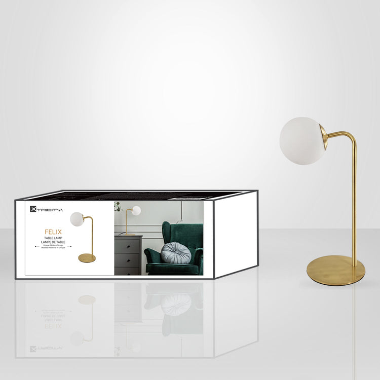 Xtricity - Lampe de Table, Hauteur de 15.9'', De la Collection Felix, Doré - emballage - Simple Boutique