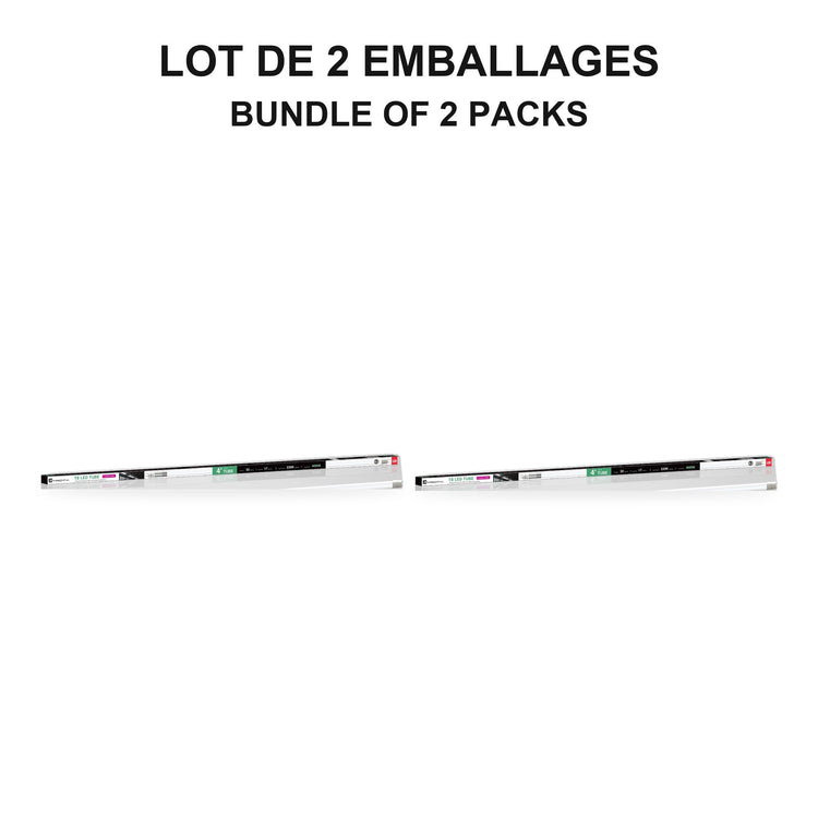 Xtricity - Ensemble de 2 Tube DEL T8, Longeur de 4 Pieds, Base G13, 2200 Lumens, 17W, 4000K Blanc Froid - emballage - Simple Boutique