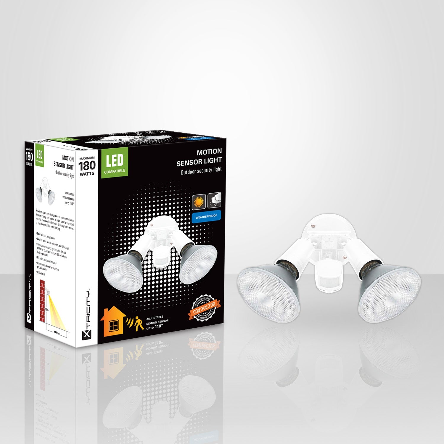 Xtricity détecteur de mouvement à 2 têtes 180w maximum blanc - emballage - Simple Boutique