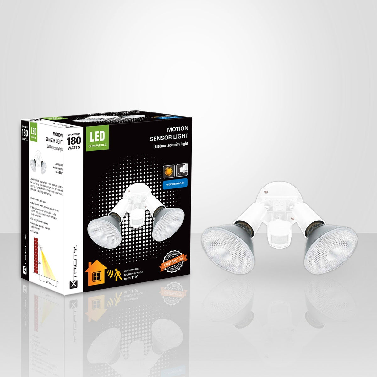 Xtricity détecteur de mouvement à 2 têtes 180w maximum blanc - emballage - Simple Boutique