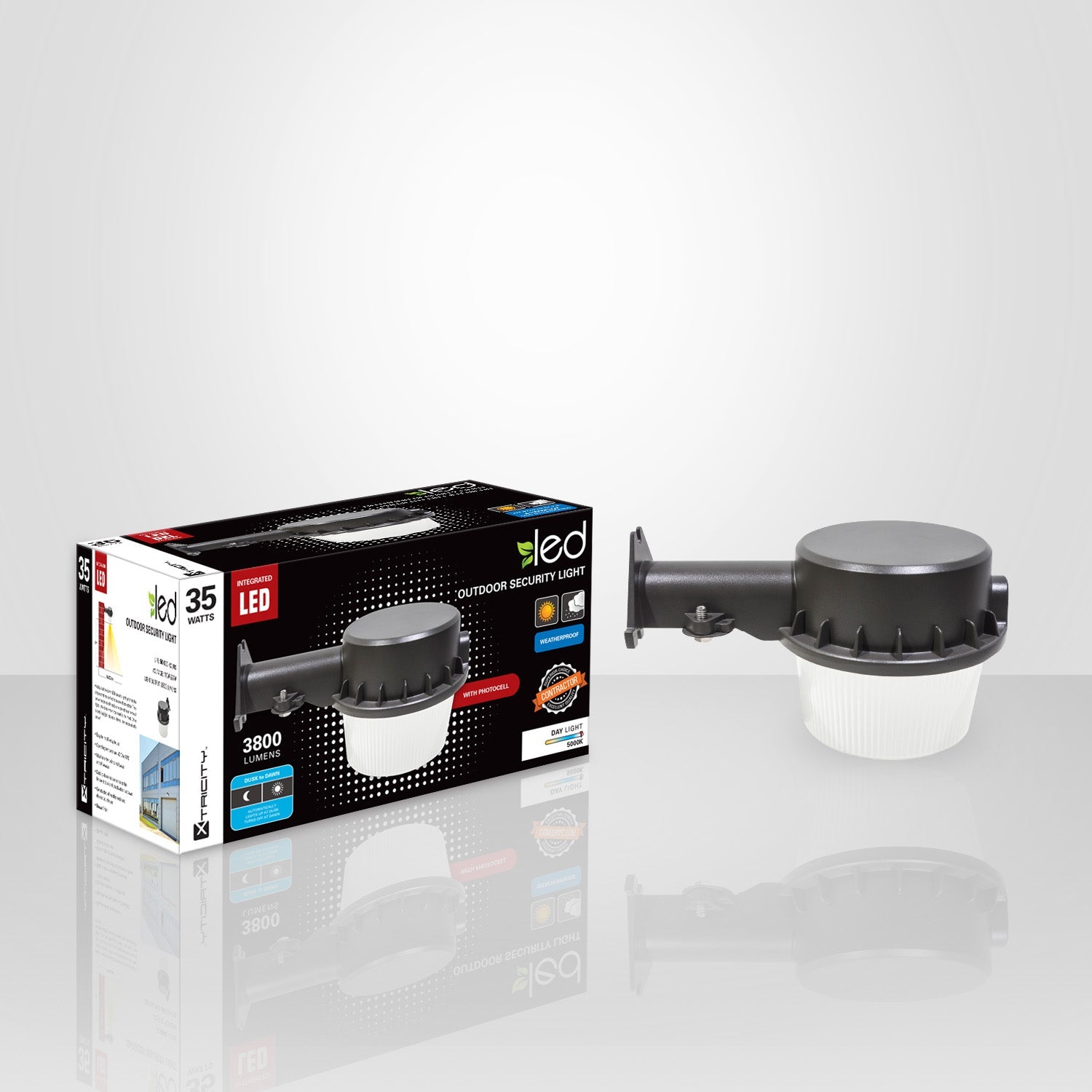 Xtricity fixture extérieur de sécurité au del 35w/3800l/5000k lumière du jour et photocell - emballage - Simple Boutique