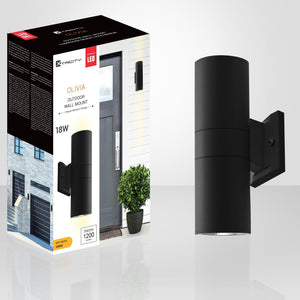Xtricity - Luminaire Mural Extérieur DEL, 18w/120v/3000k, Éclairage Blanc Doux, De la Collection Olivia, Noir - emballage - Simple Boutique