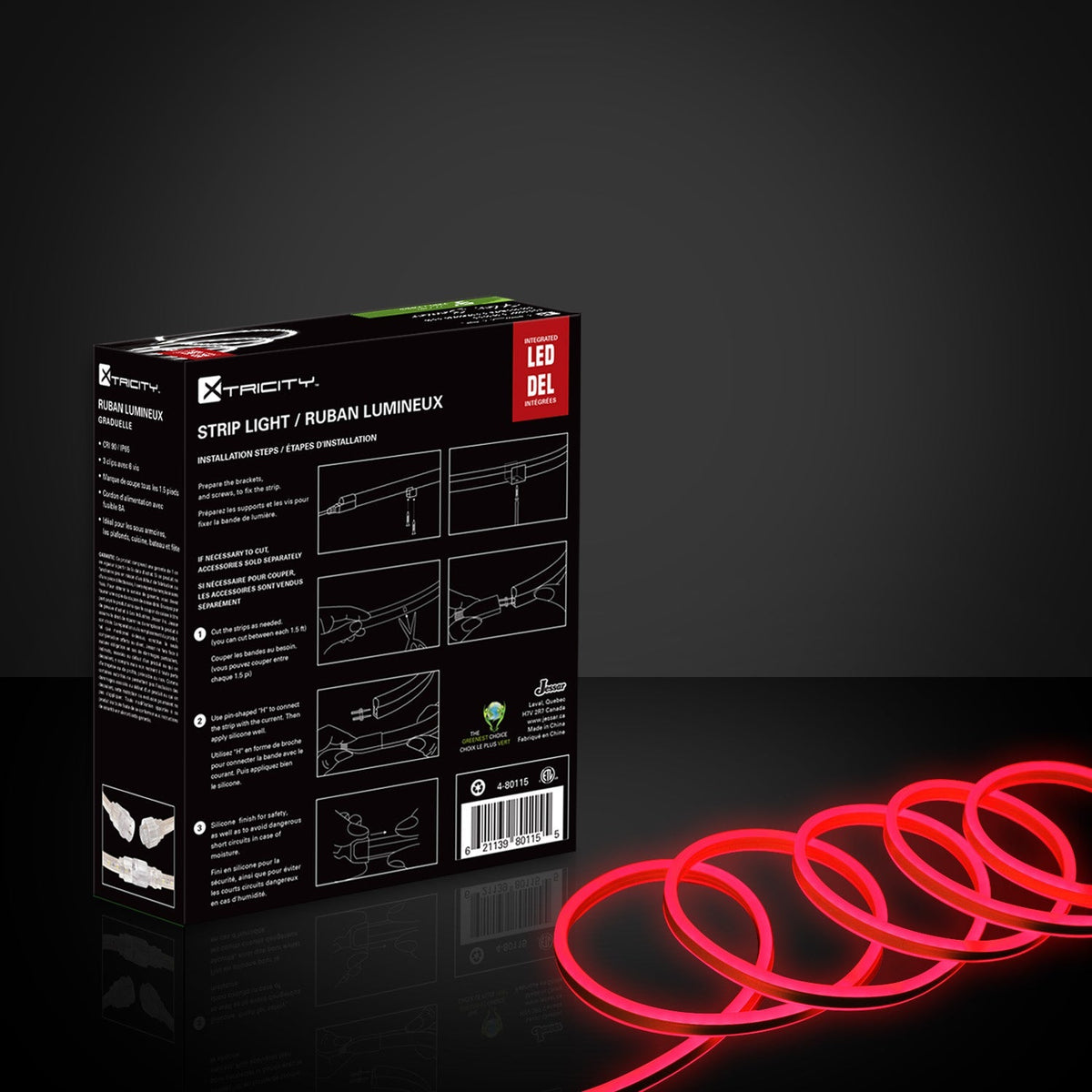 Xtricity Bande del flexible 9'x0.8mm/6W -3'/120V/Rouge Intérieur et Extérieur - emballage - Simple Boutique