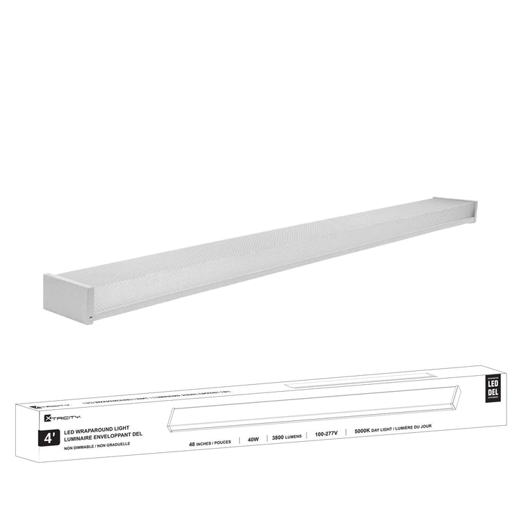 Xtricity - Luminaire Enveloppant DEL, Longeur de 4 Pieds, 3800 Lumens, 40W, 5000K Lumière du Jour - emballage - Simple Boutique