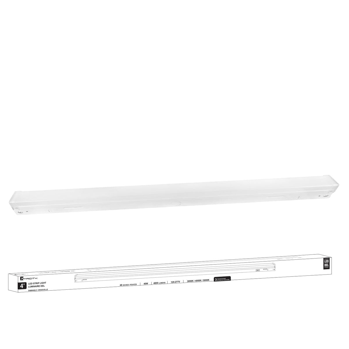 Xtricity - Luminaire DEL, Longeur de 4 Pieds, 4600 Lumens, 40W, Trois Options de Température de Couleur - emballage - Simple Boutique