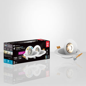 Xtricity - Ensemble de 2 Luminaires DEL Encastrés Rotatifs, 10W, 750 Lumens, 3 Options de Couleur d'éclairage - emballage - Simple Boutique