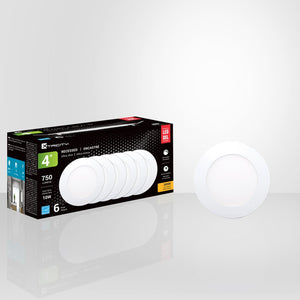 Xtricity - Ensemble de 6 Lumières Encastrées DEL, Diamètre de 4'', Gradables, 10W, 3000K Blanc Doux - emballage - Simple Boutique