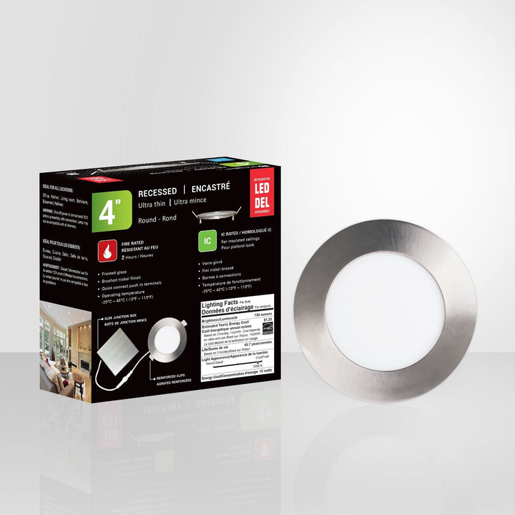 Xtricity - Lumière Encastrée DEL, Diamètre de 4'', Gradable, 10W, 5000K Lumière du Jour - emballage - Simple Boutique
