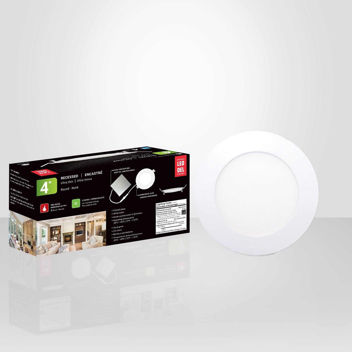 Xtricity Luminaire encastré del 4'' 10w/750l/3000k rond - blanc 4pk - emballage - Simple Boutique