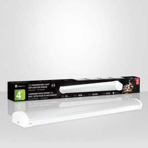 Xtricity - Luminaire Enveloppant DEL avec Détecteur de Mouvement, Longeur de 4 Pieds, 55W, 4000K Blanc Froid - emballage - Simple Boutique