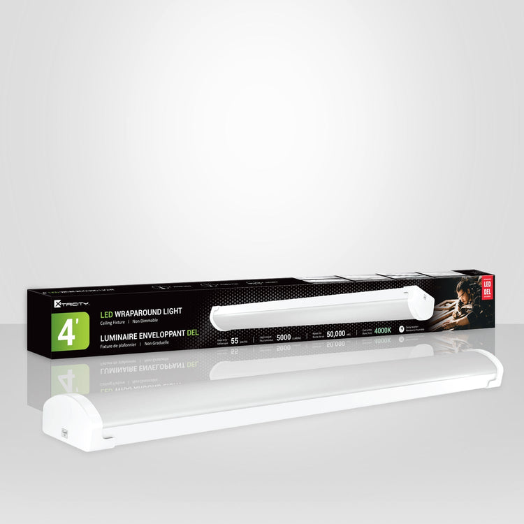 Xtricity - Luminaire Enveloppant DEL, Longeur de 4 Pieds, 55W, 4000K Blanc Froid - emballage - Simple Boutique