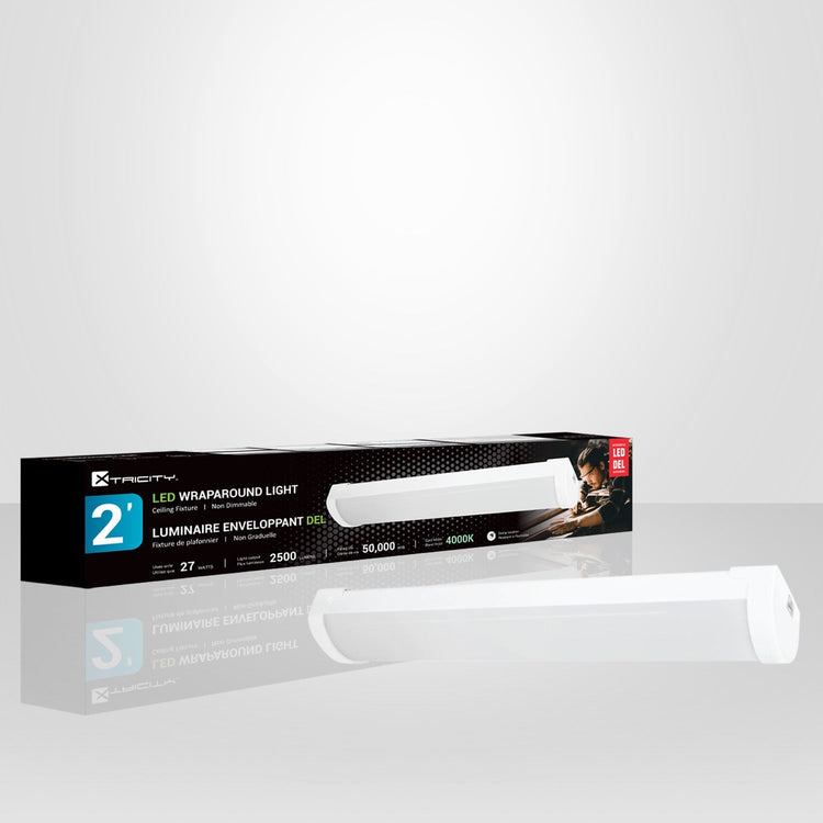 Xtricity - Luminaire Enveloppant DEL, Longeur de 2 Pieds, 2500 Lumens, 27W, 4000K Blanc Froid - emballage - Simple Boutique