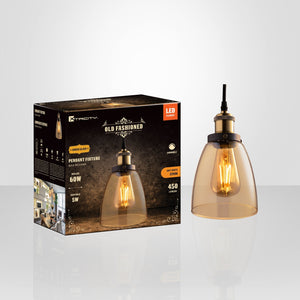 Xtricity - Luminaire Suspendu Verre Ambré, Ampoule DEL Incluse, De la Collection à L'ancienne - emballage - Simple Boutique