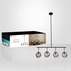 Xtricity - Luminaire Suspendu à 4 Têtes, Largeur de 33.1'', De la Collection Bolton, Noir - emballage - Simple Boutique