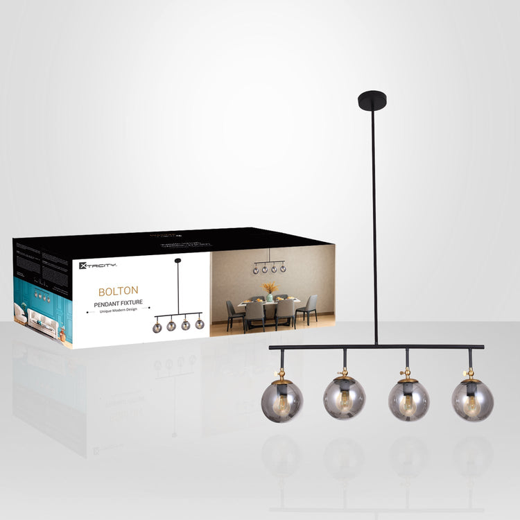 Xtricity - Luminaire Suspendu à 4 Têtes, Largeur de 33.1'', De la Collection Bolton, Noir - emballage - Simple Boutique