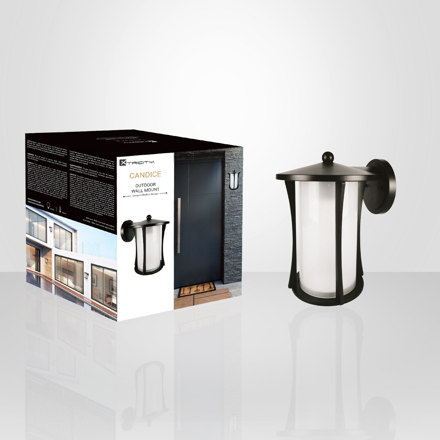 Xtricity - Luminaire Mural Extérieur, Hauteur de 10.74'', De la Collection Candice, Noir - emballage - Simple Boutique