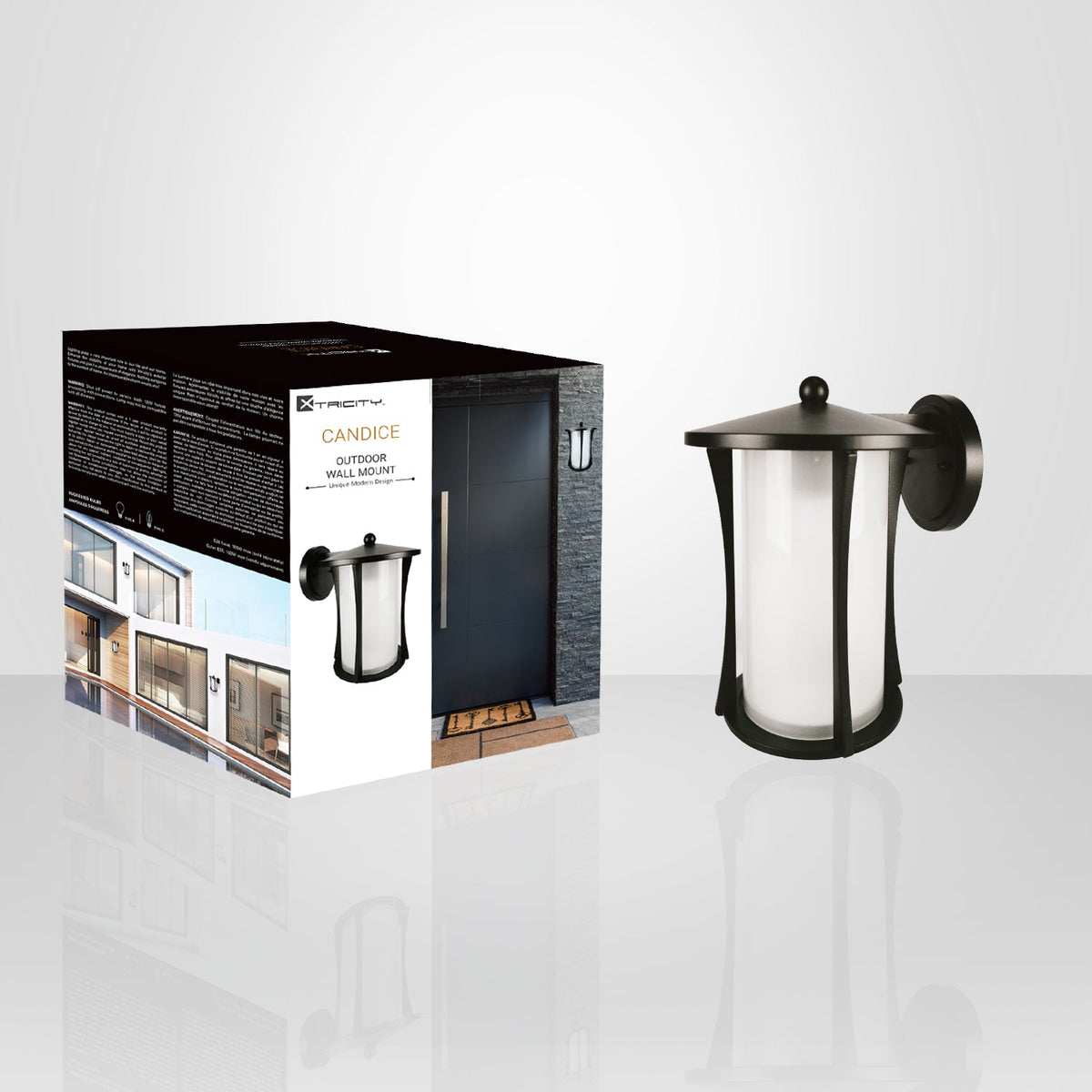 Xtricity - Luminaire Mural Extérieur, Hauteur de 10.74'', De la Collection Candice, Noir - emballage - Simple Boutique