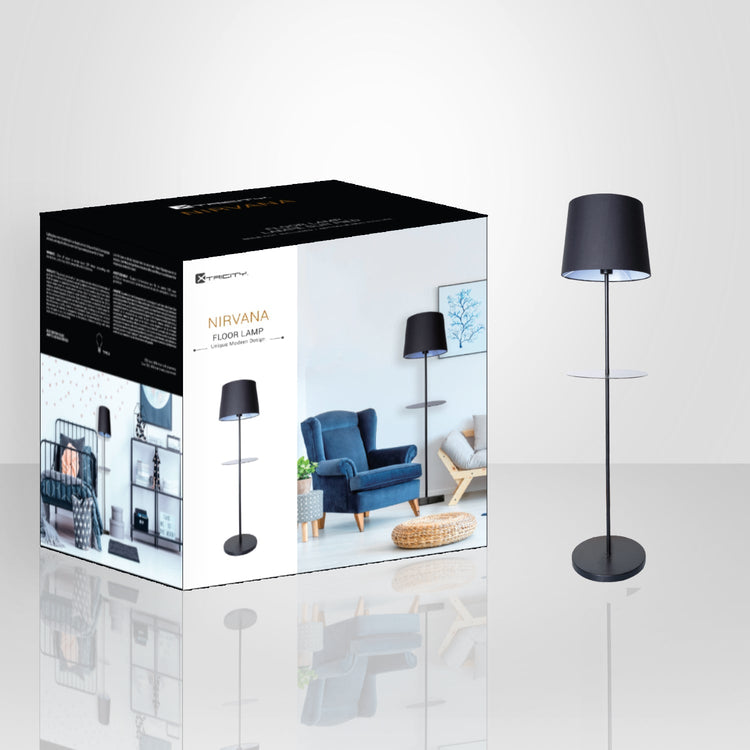 Xtricity - Lampe Torchère sur Pied, Hauteur de 4.25', de la Collection Nirvana, Noir - emballage - Simple Boutique