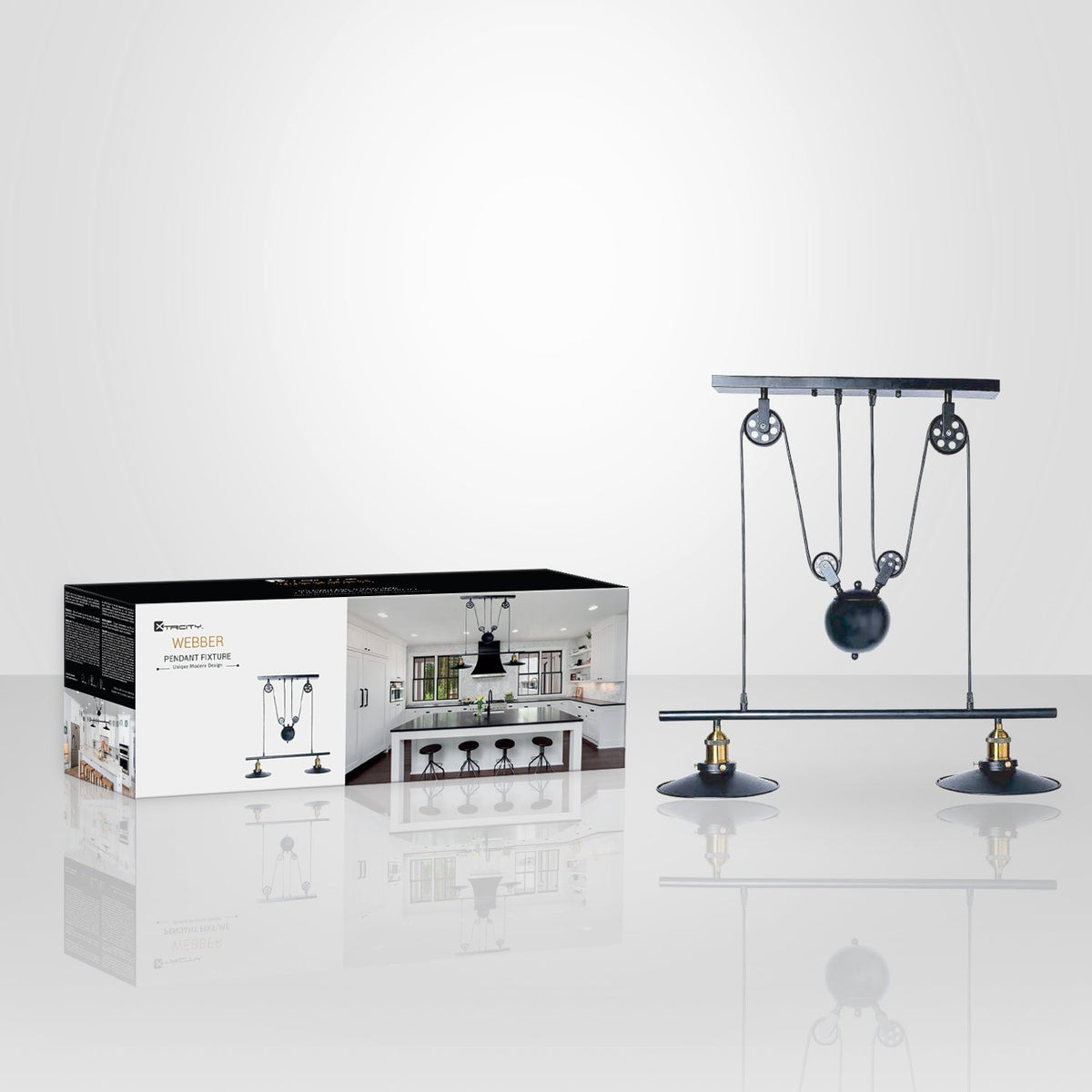 Xtricity - Luminaire Suspendu, Hauteur de 27.5'' , De la Collection Webber, Noir - emballage - Simple Boutique
