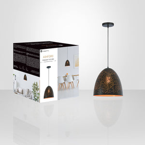 Xtricity - Luminaire Suspendu, Largeur de 11.81'', De la Collection Ashford, Noir et Or - emballage - Simple Boutique
