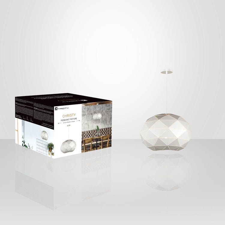 Xtricity - Luminaire Suspendu, Largeur de 13.77'', De la Collection Christy, Blanc - emballage - Simple Boutique