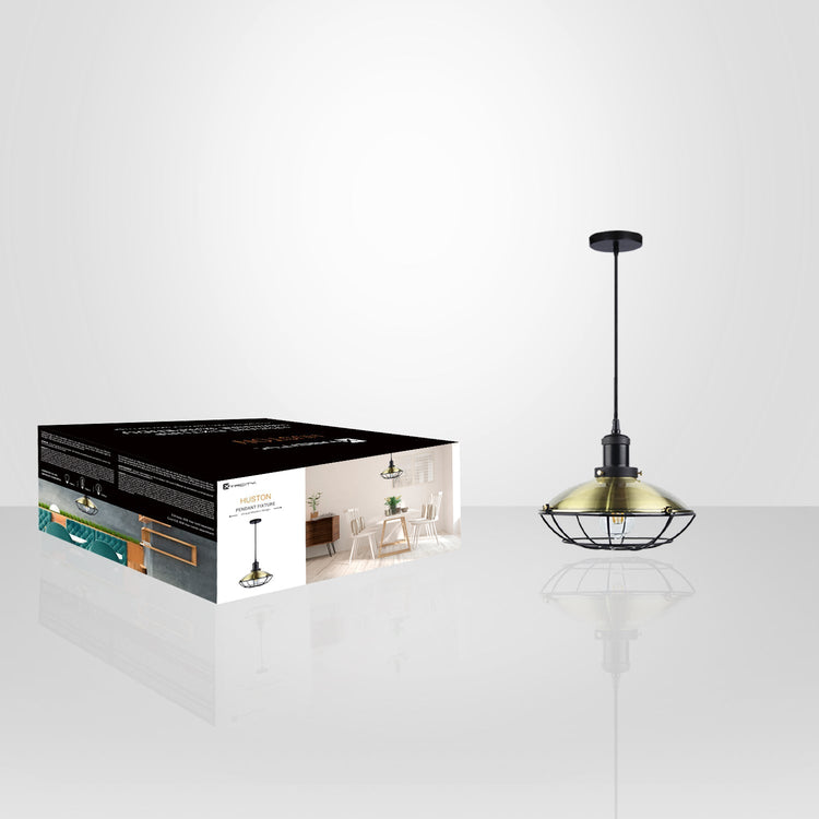 Xtricity - Luminaire Suspendu, Largeur de 9.84'', De la Collection Houston, Laiton Antique - emballage - Simple Boutique