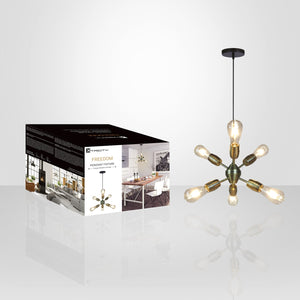 Xtricity - Luminaire Suspendu à 6 Lumières, Largeur de 11'', De la Collection Freedom, Laiton Antique - emballage - Simple Boutique