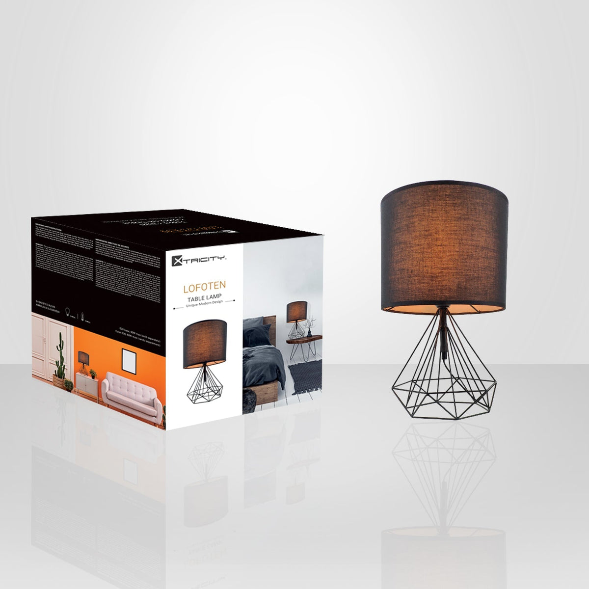 Xtricity - Lampe de Table, Hauteur de 8.6'', De la Collection Lofoten, Noir - emballage - Simple Boutique