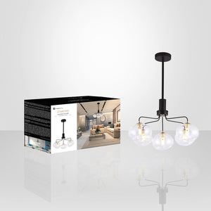 Xtricity - Luminaire Suspendu à 5 Lumières, Largeur de 22.04'', De la Collection Stanford, Noir - emballage - Simple Boutique