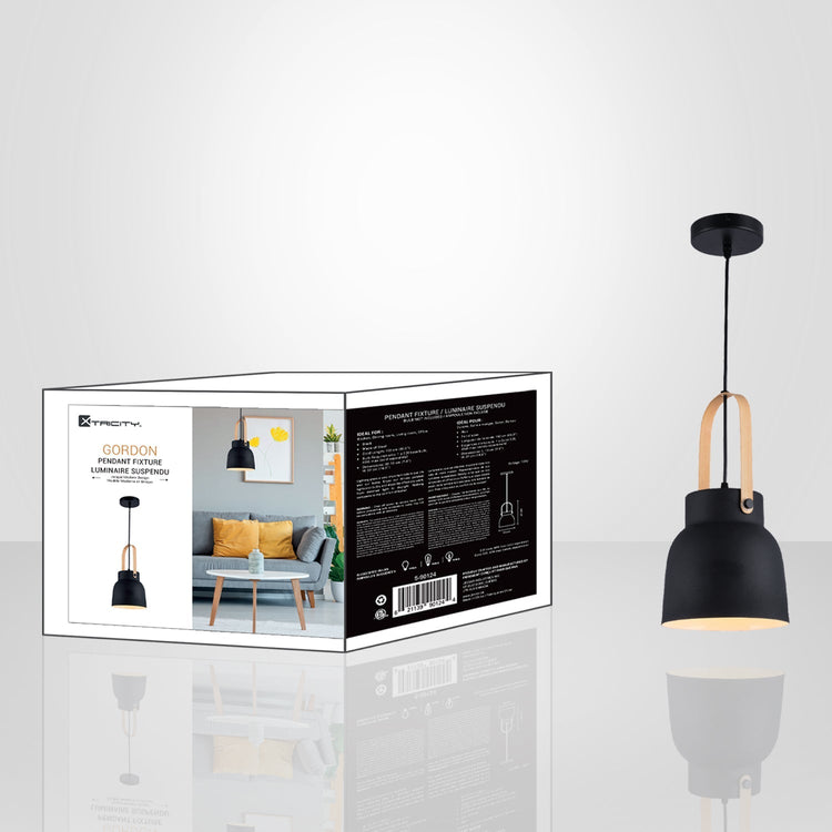 Xtricity - Luminaire Suspendu, Hauteur de 14.5'', De la Collection Gordon, Noir - emballage - Simple Boutique
