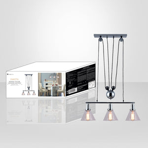 Xtricity - Luminaire Suspendu à 3 Lumières, Largeur de 29.1'', De la Collection Dakota, Chrome - emballage - Simple Boutique