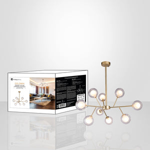 Xtricity - Luminaire Suspendu à 9 Lumières, Largeur de 27.5'', De la Collection Goldwin, Or - emballage - Simple Boutique