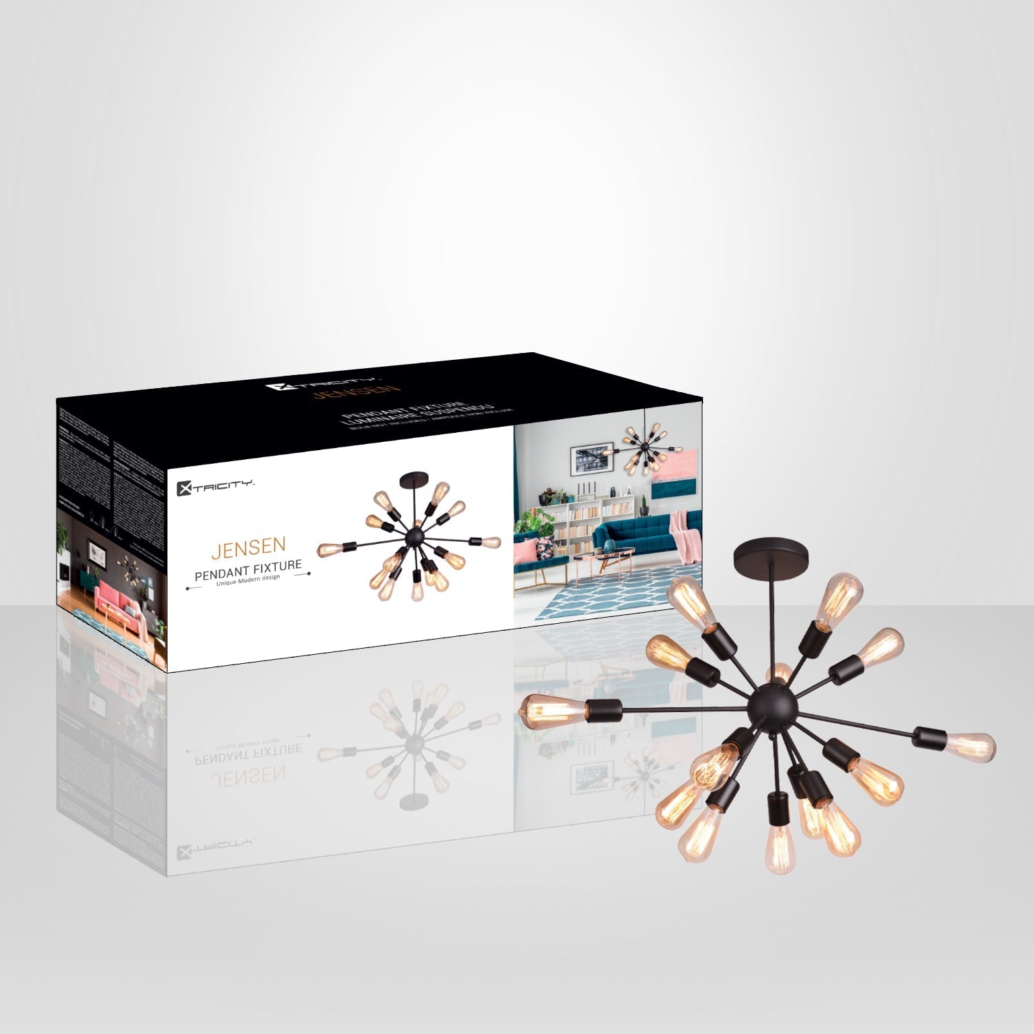 Xtricity - Luminaire Suspendu à 14 Lumières, Largeur de 28.3'', De la Collection Jensen - emballage - Simple Boutique