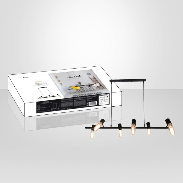Xtricity - Luminaire Suspendu à 6 Lumières, Largeur de 39.3'', De la Collection Gloria, Noir - emballage - Simple Boutique