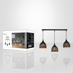 Xtricity - Luminaire Suspendu à 3 Lumières, Largeur de 24'', De la Collection Mabel, Noir - emballage - Simple Boutique