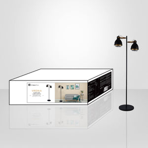 Xtricity - Luminaire sur Pied à 2 Têtes, Hauteur de 5', De la Collection Virginia, Noir - emballage - Simple Boutique