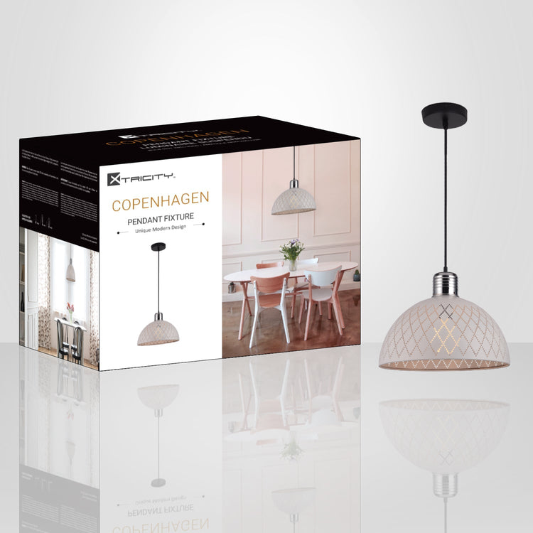 Xtricity - Luminaire Suspendu, Largeur de 15.7'', De la Collection Copenhagen, Blanc - emballage - Simple Boutique