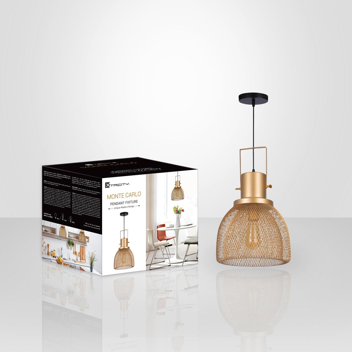 Xtricity - Luminaire Suspendu, Largeur de 11.2'', De la Collection Monte Carlo, Bronze - emballage - Simple Boutique