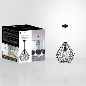 Xtricty - Luminaire Suspendu, Largeur de 11.81'', De la Collection Sterling, Noir - emballage - Simple Boutique