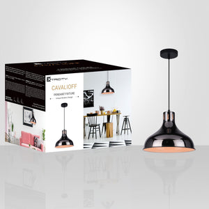 Xtricity - Luminaire Suspendu, Largeur de 11.8'', De la Collection Cavalioff, Noir Chrome - emballage - Simple Boutique